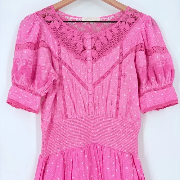 LoveShackFancy Jaislyn Hot Pink Cherry Mini Dress LoveShackFancy Jaislyn Hot Pink Cherry Mini Dress
